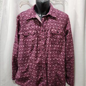 Eddie Bauer Button down purple printed long sleeve shirt